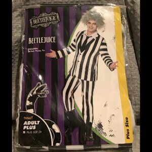 Beetlejuice Adult Plus Size Halloween Costume Size 2XL Suit Jacket & Pants - NEW
